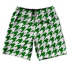 Green Kelly And White Houndstooth 10" Swim Shorts Made In USA by Tribe Lacrosse