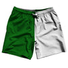 Green Kelly And White Quad Color Swim Shorts 7" Made In USA by Tribe Lacrosse
