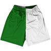 Green Kelly And White Quad Color Basketball Practice Shorts Made In USA by Tribe Lacrosse