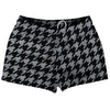 Grey Dark And Black Houndstooth Shorty Short Gym Shorts 2.5" Inseam Made In USA by Tribe Lacrosse