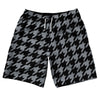 Grey Dark And Black Houndstooth 10" Swim Shorts Made In USA by Tribe Lacrosse
