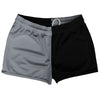 Grey Dark And Black Quad Color Shorty Short Gym Shorts 2.5" Inseam Made In USA by Tribe Lacrosse