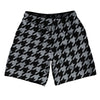 Grey Dark And Black Houndstooth Athletic Running Fitness Exercise Shorts 7" Inseam Shorts Made In USA by Tribe Lacrosse
