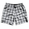 Grey Dark And White Houndstooth Swim Shorts 7" Made In USA by Tribe Lacrosse