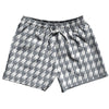 Grey Dark And White Houndstooth 5" Swim Shorts Made In USA by Tribe Lacrosse