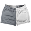 Grey Dark And White Quad Color Shorty Short Gym Shorts 2.5" Inseam Made In USA by Tribe Lacrosse