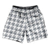 Grey Dark And White Houndstooth Athletic Running Fitness Exercise Shorts 7" Inseam Shorts Made In USA by Tribe Lacrosse