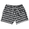 Grey Medium And Black Houndstooth 5" Swim Shorts Made In USA by Tribe Lacrosse