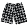 Grey Medium And Black Houndstooth 10" Swim Shorts Made In USA by Tribe Lacrosse