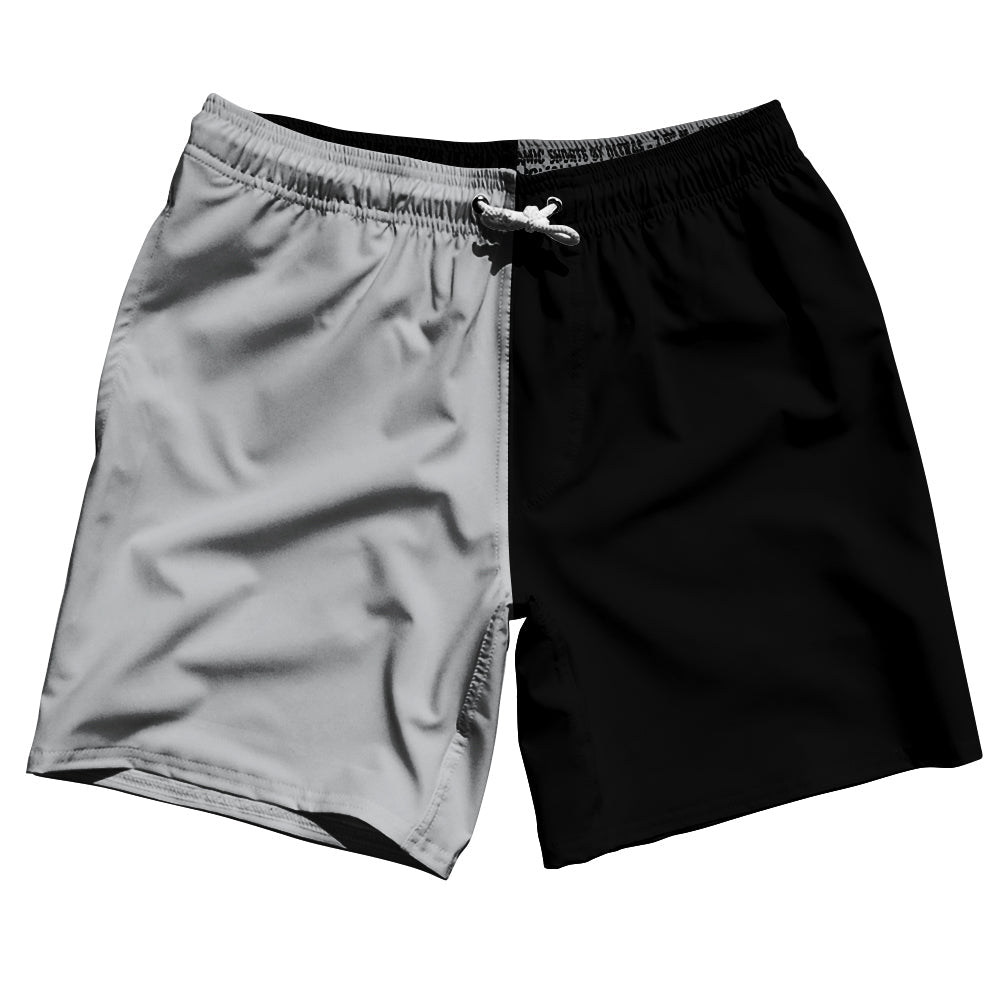 Grey Medium And Black Quad Color Swim Shorts 7" Made In USA by Tribe Lacrosse