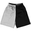 Grey Medium And Black Quad Color Basketball Practice Shorts Made In USA by Tribe Lacrosse