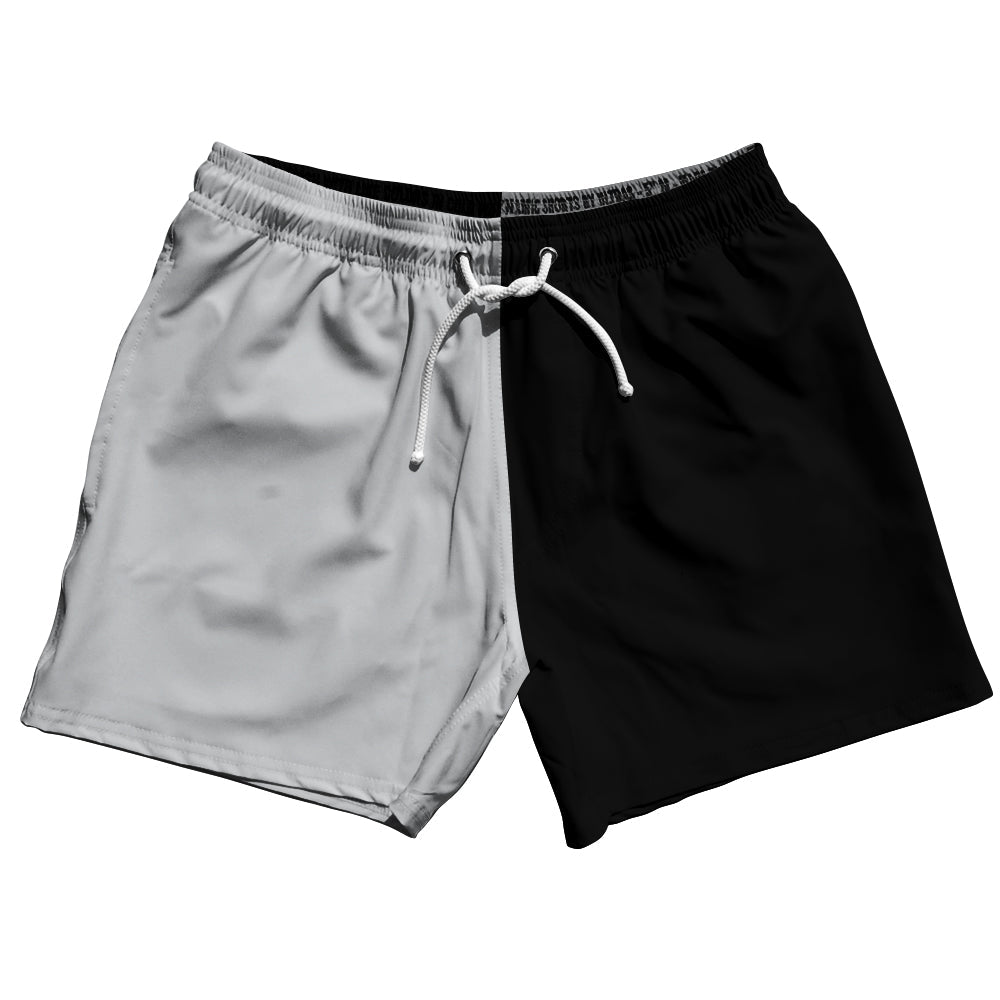 Grey Medium And Black Quad Color 5" Swim Shorts Made In USA by Tribe Lacrosse