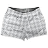 Grey Medium And White Houndstooth Shorty Short Gym Shorts 2.5" Inseam Made In USA by Tribe Lacrosse