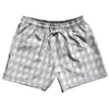 Grey Medium And White Houndstooth 5" Swim Shorts Made In USA by Tribe Lacrosse