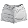 Grey Medium And White Quad Color Shorty Short Gym Shorts 2.5" Inseam Made In USA by Tribe Lacrosse