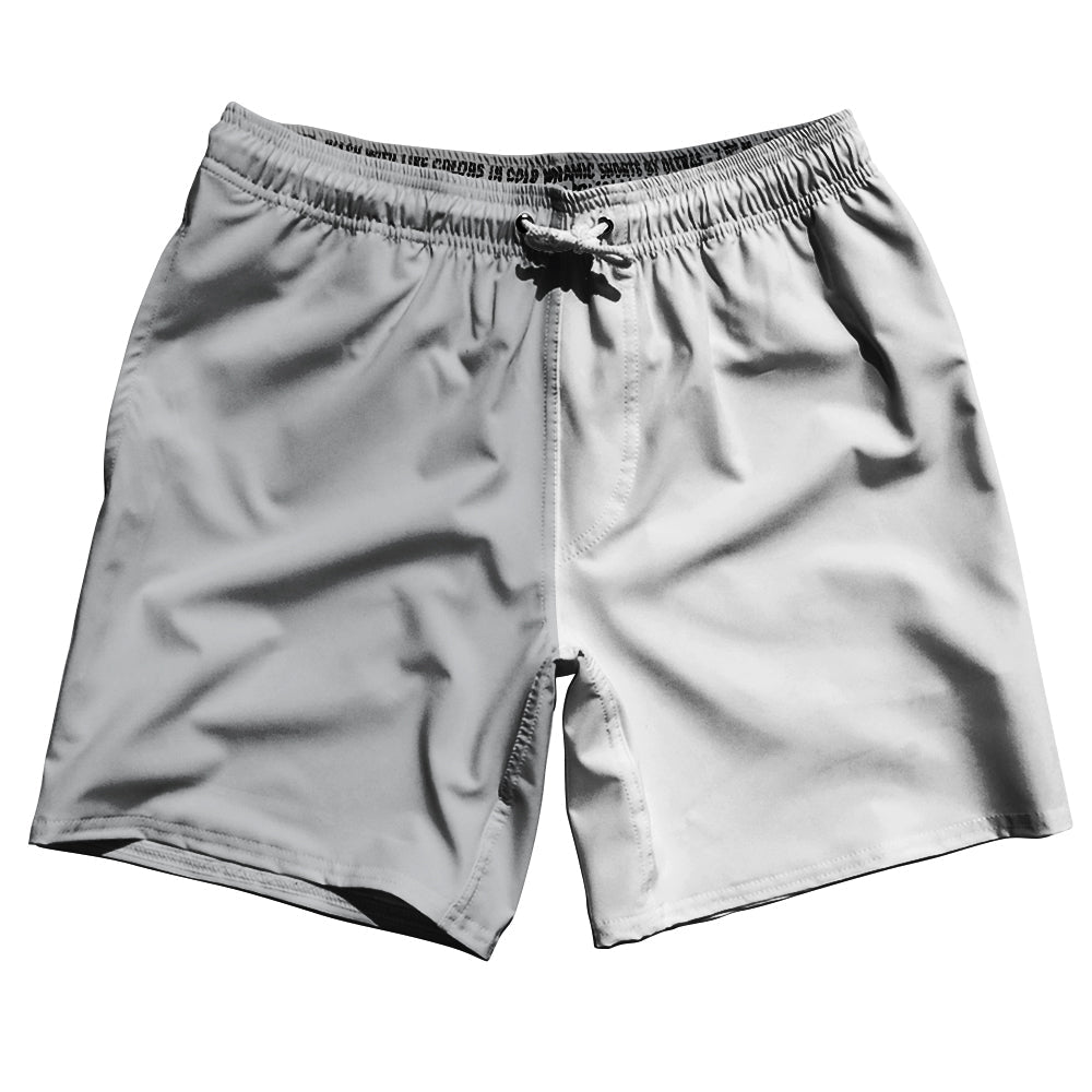 Grey Medium And White Quad Color Swim Shorts 7" Made In USA by Tribe Lacrosse