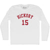 Hickory 15 Basketball (Distressed Design) Adult Cotton Long Sleeve T-shirt  by Tribe Lacrosse