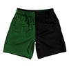 Hunter Green And Black Quad Color Athletic Running Fitness Exercise Shorts 7" Inseam Shorts Made In USA by Tribe Lacrosse