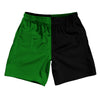 Kelly Green And Black Quad Color Athletic Running Fitness Exercise Shorts 7" Inseam Shorts Made In USA by Tribe Lacrosse