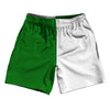 Kelly Green And White Quad Color Athletic Running Fitness Exercise Shorts 7" Inseam Shorts Made In USA by Tribe Lacrosse