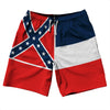 Mississippi US State Flag 10" Swim Shorts Made in USA by Tribe Lacrosse