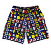 Nautical Sailing Flags Athletic Running Fitness Exercise Shorts 7" Inseam Shorts Made In USA by Tribe Lacrosse