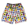 Nautical Sailing Flags Athletic Running Fitness Exercise Shorts 7" Inseam Shorts Made In USA by Tribe Lacrosse