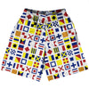 Nautical Sailing Flags Lacrosse Shorts Made In USA by Tribe Lacrosse