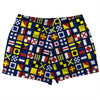 Nautical Sailing Flags Shorty Short Gym Shorts 2.5" Inseam Made In USA by Tribe Lacrosse