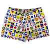 Nautical Sailing Flags Shorty Short Gym Shorts 2.5" Inseam Made In USA by Tribe Lacrosse