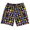 Nautical Sailing Flags 10" Swim Shorts Made in USA by Tribe Lacrosse