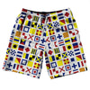 Nautical Sailing Flags 10" Swim Shorts Made in USA by Tribe Lacrosse