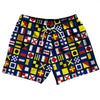 Nautical Sailing Flags 5" Swim Shorts Made in USA by Tribe Lacrosse