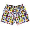 Nautical Sailing Flags 5" Swim Shorts Made in USA by Tribe Lacrosse