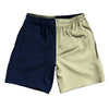Navy And Vegas Gold Quad Color Athletic Running Fitness Exercise Shorts 7" Inseam Shorts Made In USA by Tribe Lacrosse