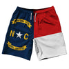 North Carolina US State Flag 10" Swim Shorts Made in USA by Tribe Lacrosse
