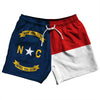 North Carolina US State Flag 5" Swim Shorts Made in USA by Tribe Lacrosse