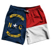 North Carolina US State Flag Swim Shorts 7" Made in USA by Tribe Lacrosse