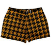 Orange Burnt And Black Houndstooth Shorty Short Gym Shorts 2.5" Inseam Made In USA by Tribe Lacrosse