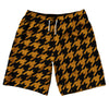 Orange Burnt And Black Houndstooth 10" Swim Shorts Made In USA by Tribe Lacrosse