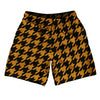 Orange Burnt And Black Houndstooth Athletic Running Fitness Exercise Shorts 7" Inseam Shorts Made In USA by Tribe Lacrosse