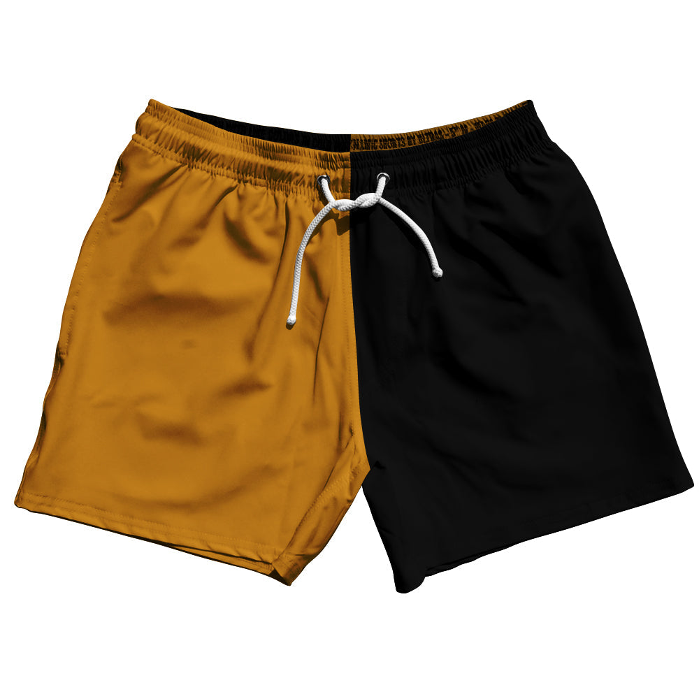Orange Burnt And Black Quad Color 5" Swim Shorts Made In USA by Tribe Lacrosse