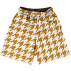 Orange Burnt And White Houndstooth Basketball Practice Shorts Made In USA by Tribe Lacrosse
