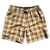 Orange Burnt And White Houndstooth Swim Shorts 7" Made In USA by Tribe Lacrosse