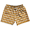 Orange Burnt And White Houndstooth 5" Swim Shorts Made In USA by Tribe Lacrosse