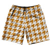 Orange Burnt And White Houndstooth 10" Swim Shorts Made In USA by Tribe Lacrosse