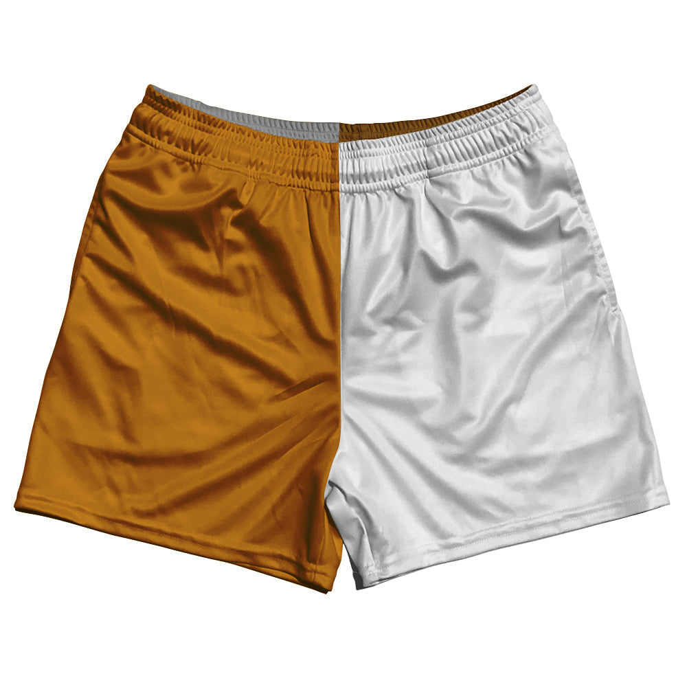 Orange Burnt And White Quad Color Rugby Shorts Made In USA by Tribe Lacrosse