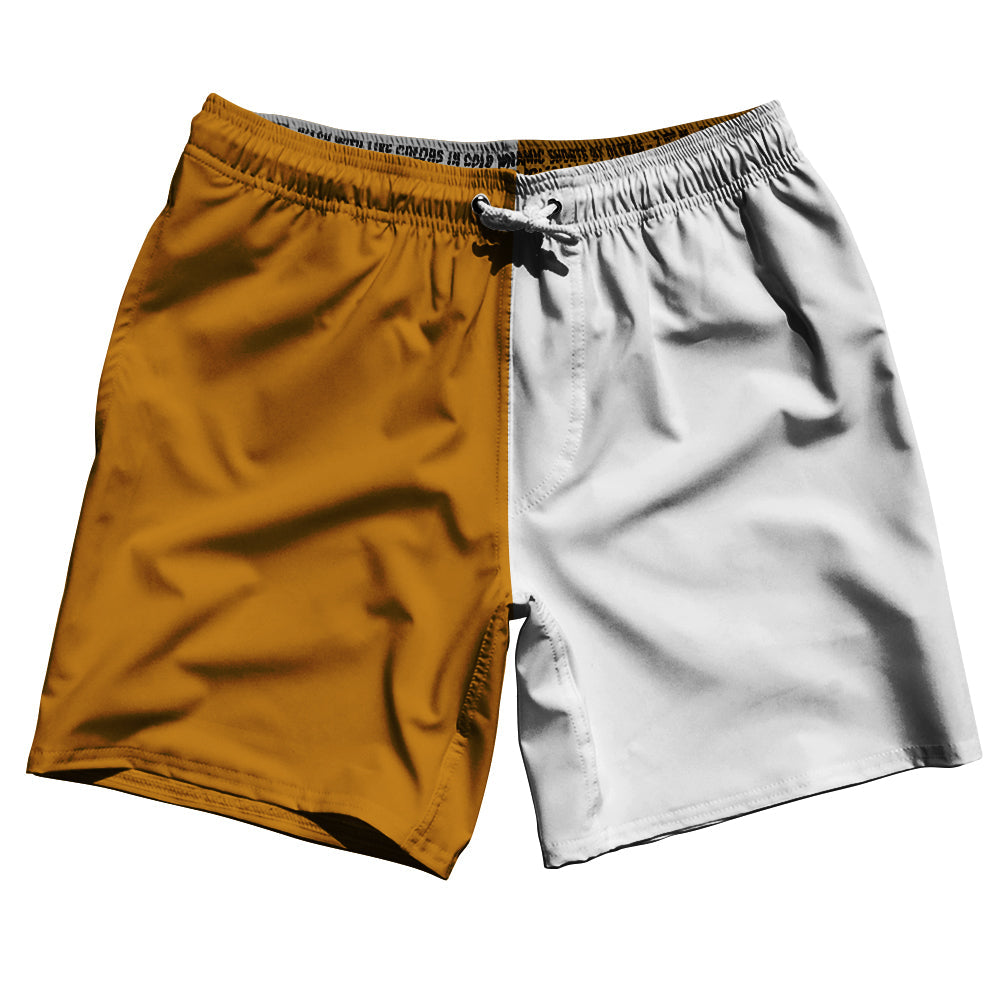 Orange Burnt And White Quad Color Swim Shorts 7" Made In USA by Tribe Lacrosse