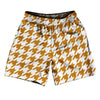 Orange Burnt And White Houndstooth Athletic Running Fitness Exercise Shorts 7" Inseam Shorts Made In USA by Tribe Lacrosse