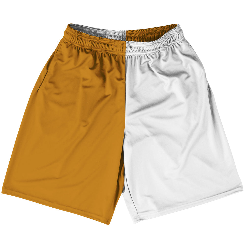 Orange Burnt And White Quad Color Lacrosse Shorts Made In USA by Tribe Lacrosse